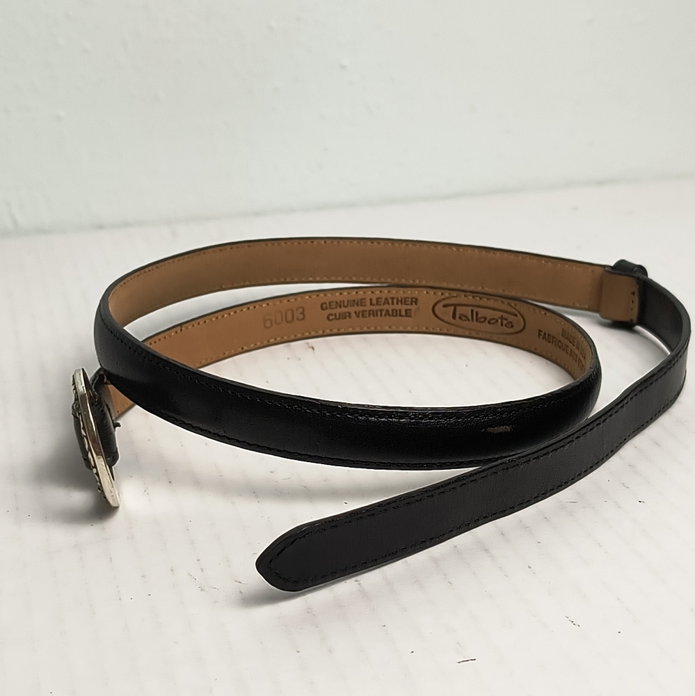 Talbot's Size M Black Ki Statement Cuir Veritable Genuine Leather Belt